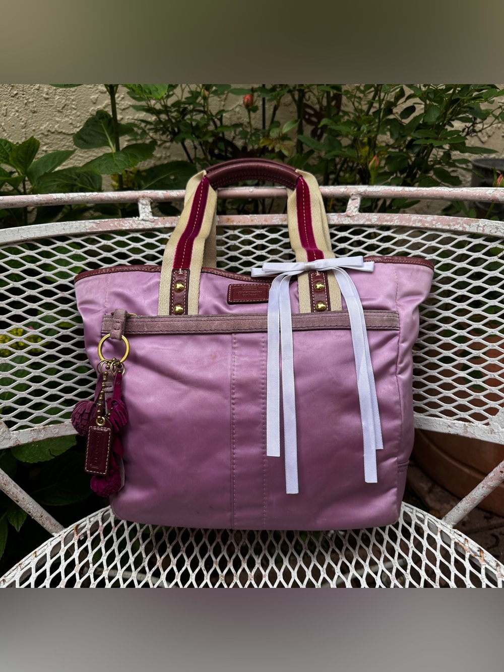 Coach Pinkish-Purple Satin Tote